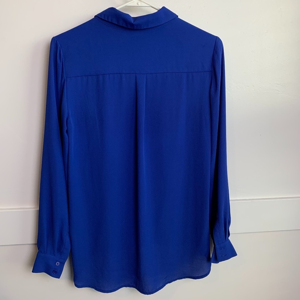 Bellatrix Blue Wrapped Long Sleeve Blouse - Picture 2 of 8